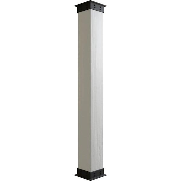 Ekena Millwork Rough Cedar Faux Wood Non-Tapered Square Column Wrap w/ Faux Iron Capital & Base, 16"W x 16'H COLURC16X192IRUF - main